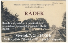 Februárové stretnutie s históriou bude o Rádku